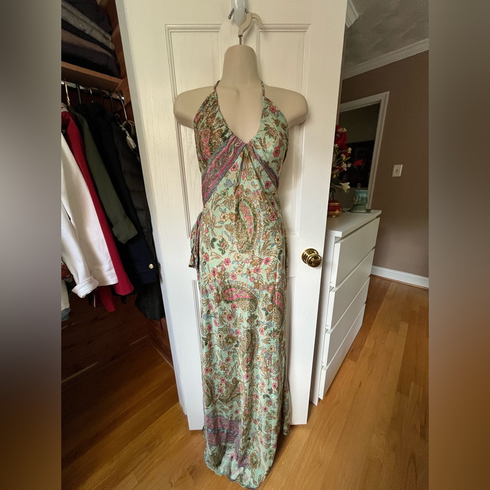 EARTHBOUND Paisley Floral Maxi Dress - Green and Pink